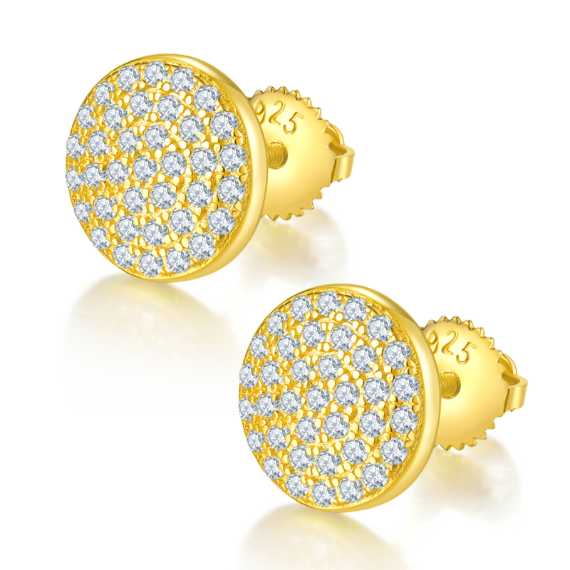 圆形单面S925银Stud Earring带螺纹Moissanite厘石D级0.6ct